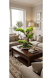 Beyaz Melamin saksıda İki Renkli Bonsai