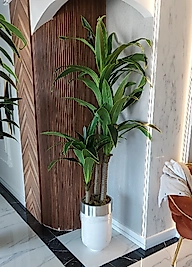 Yapay 3'lü Yuka Ağacı - Metal Darbuka Saksı