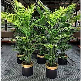 Yapay Areka Ağacı Silindir Metal Saksı - 200 Cm